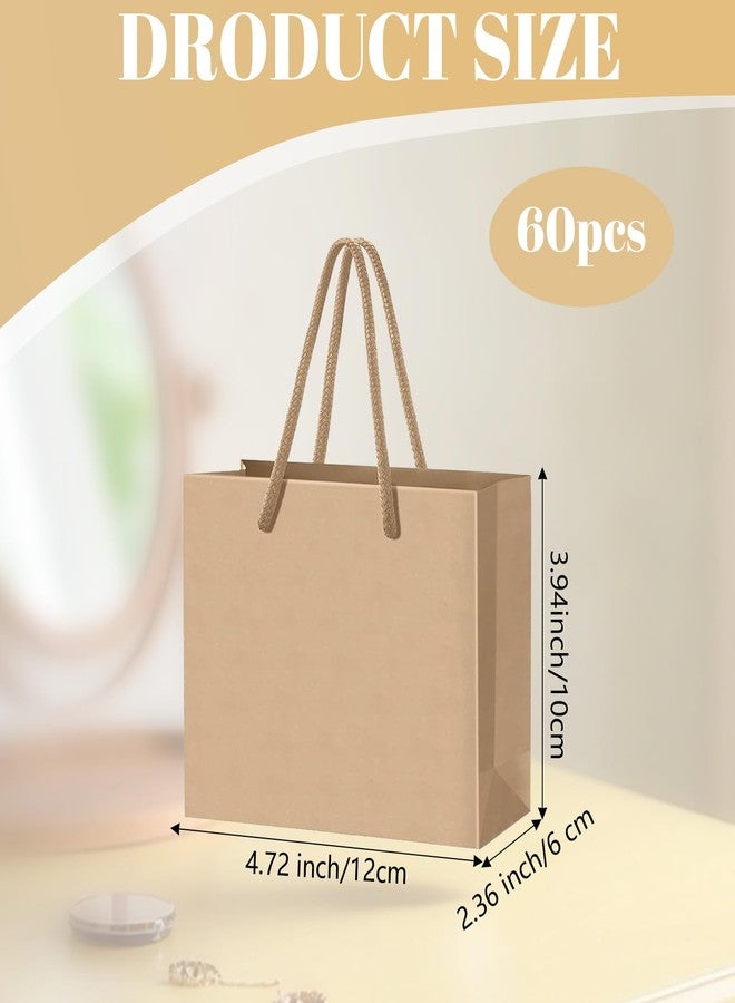 Kifmurase 60PCS Paper Bag Bulk, 4×4.72×2.36 inch Mini Gift Bags with Handles, Small Size Brown Bags Gift Paper ‌Container for Party Favors Shopping Wedding Retails Birthday Baby Showers - Image 2